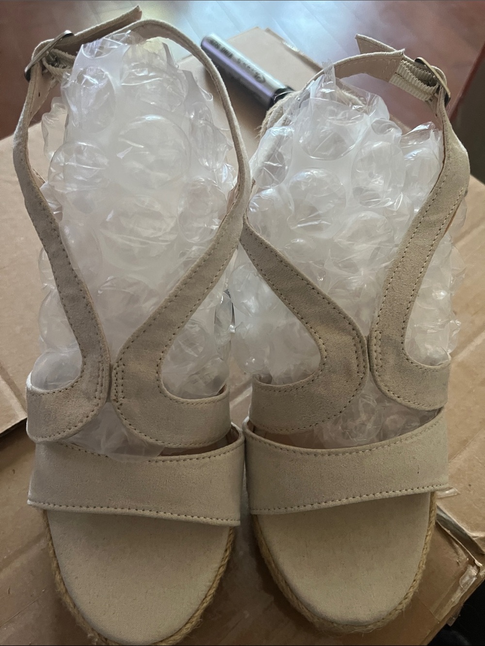 VENUS Neutral Beige Espadrille Wedge Sandals